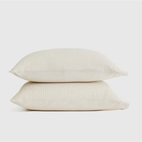 Quince Organic Luxe Honeycomb Sham Set of 2 Standard Undyed Pillow Cases Cream - Picture 2 of 9